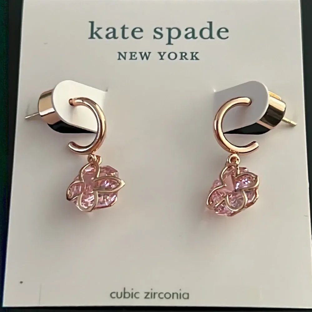 NWT KATE SPADE butterfly rosegold pink earrings J